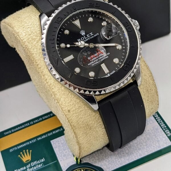 Rolex Submariner Luxury Diver Watch with Rubber Strap (Black)