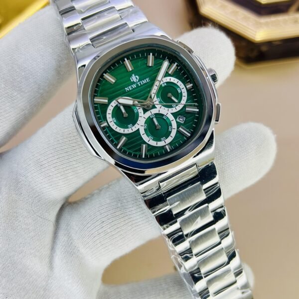 New Time Luxury Chronograph Working Stainless Steel Wrist Watch for Men