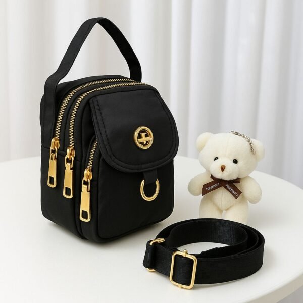 Stylish Women’s Mini Crossbody Bag with Multiple Zippers and Adjustable Strap