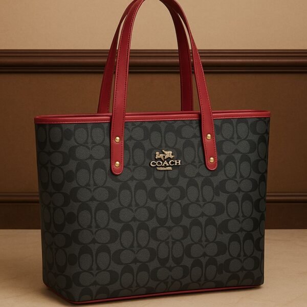 Premium Coach Style Signature Tote Bag with Elegant Dual Handles