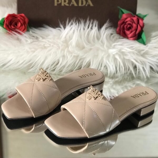 1 Prada Luxury Quilted Block Heel Slip-On Sandals