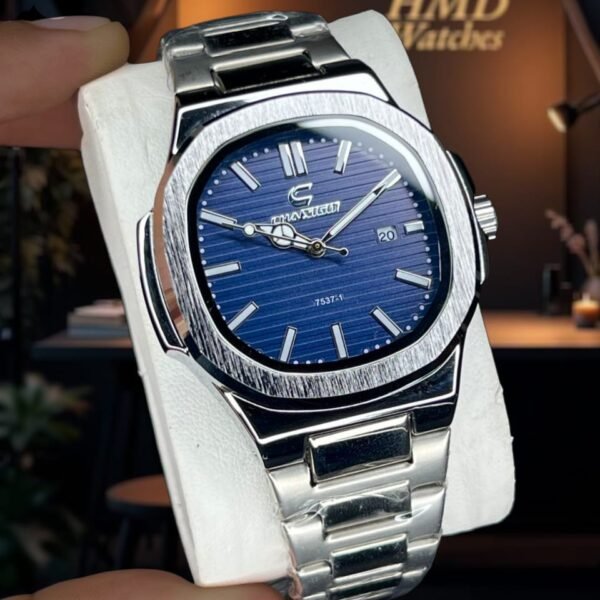 Premium Stainless Steel Strap Wrist Watch for Men with Date Display