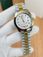 Luxury Men’s Two-Tone Wrist Watch with Black Dial and Date Display