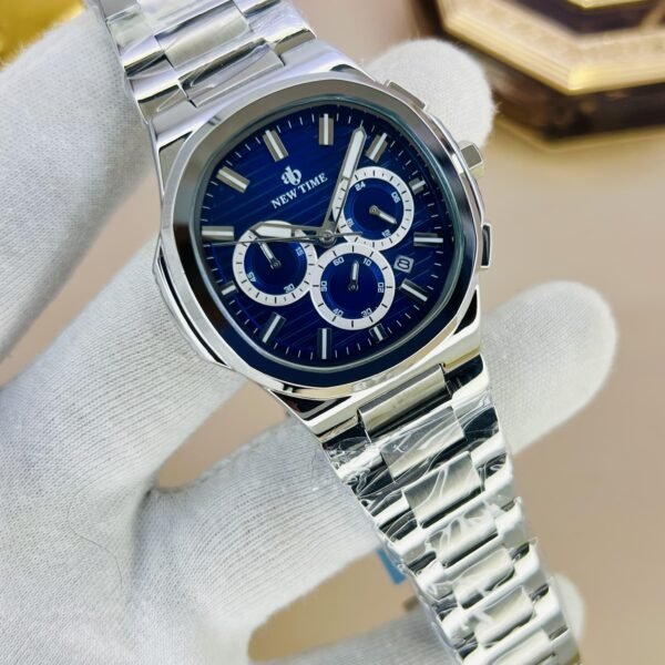 New Time Luxury Chronograph Working Stainless Steel Wrist Watch for Men