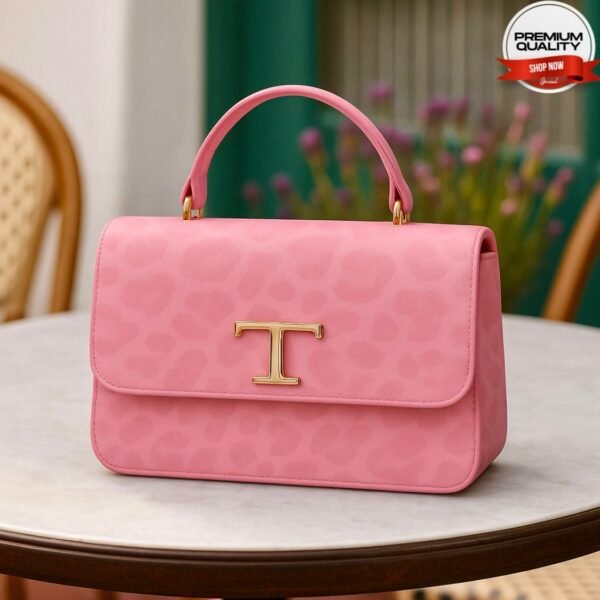 Luxury Quilted Top Handle Handbag with Signature T Logo Clasp