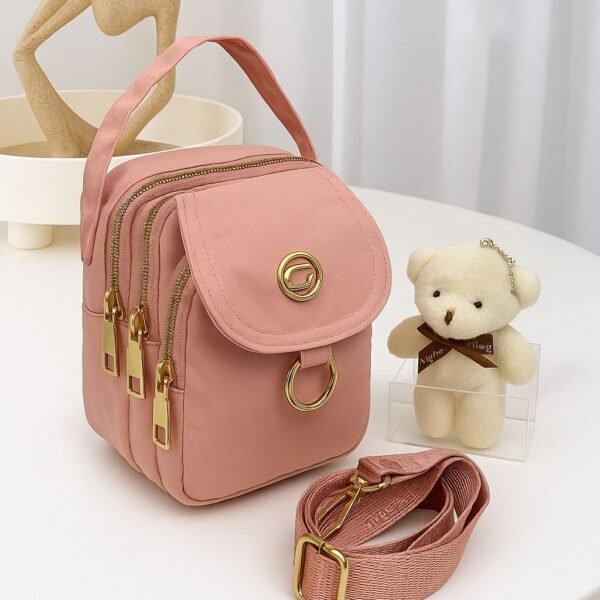 Stylish Women’s Mini Crossbody Bag with Multiple Zippers and Adjustable Strap