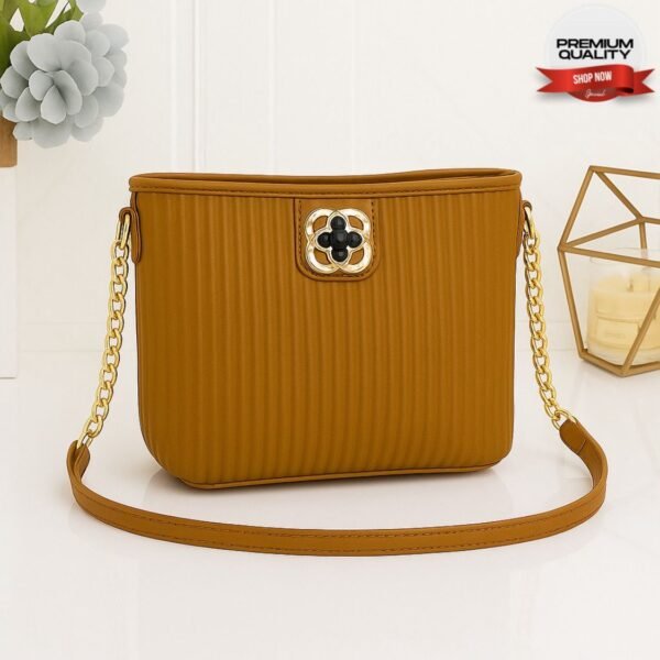 Premium Shoulder Bag with Gold Chain Strap and Elegant Floral Buckle