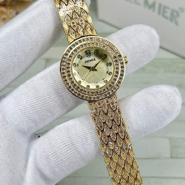 Elegant Women’s Crystal Round Dial Watch with Dual Tone Steel Bracelet