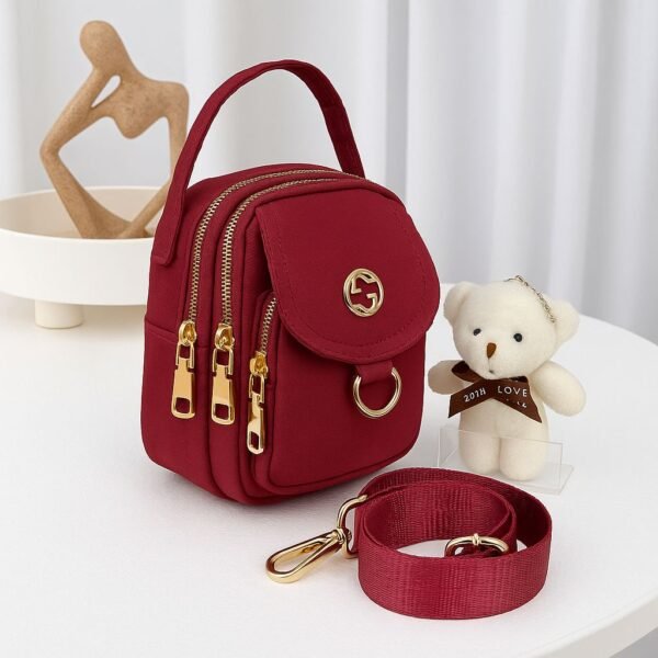 Stylish Women’s Mini Crossbody Bag with Multiple Zippers and Adjustable Strap