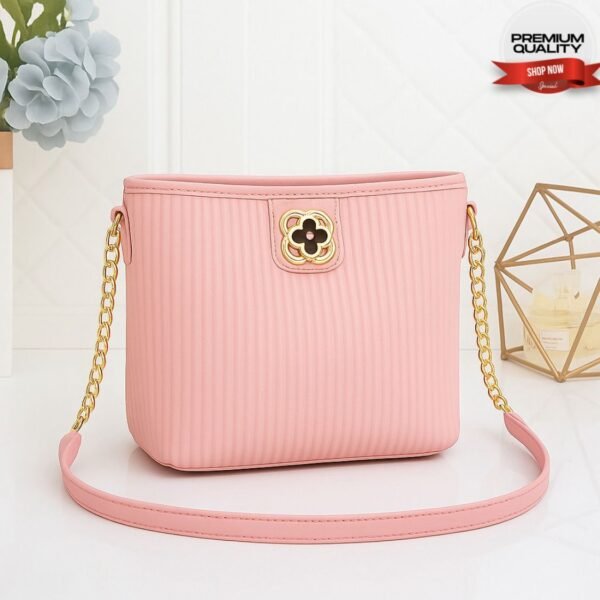 Premium Shoulder Bag with Gold Chain Strap and Elegant Floral Buckle