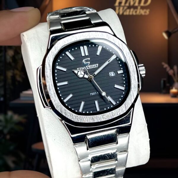 Premium Stainless Steel Strap Wrist Watch for Men with Date Display