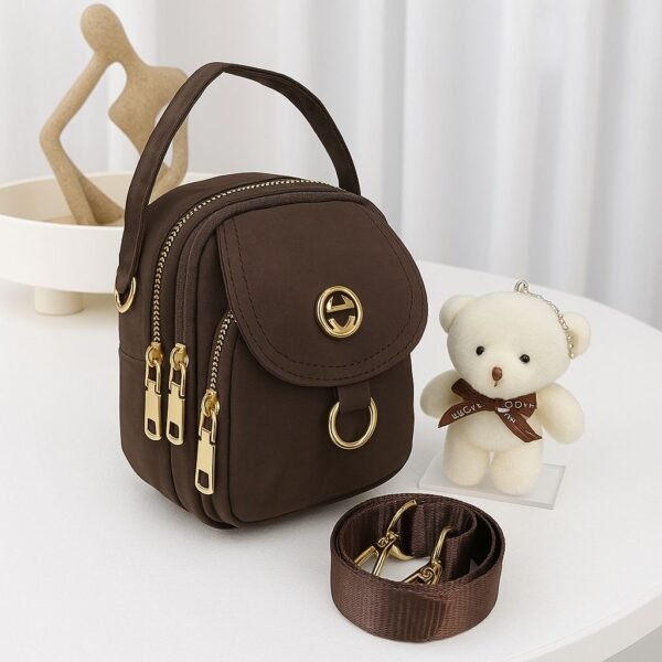Stylish Women’s Mini Crossbody Bag with Multiple Zippers and Adjustable Strap
