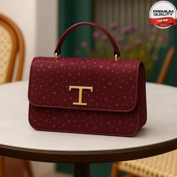 Luxury Quilted Top Handle Handbag with Signature T Logo Clasp