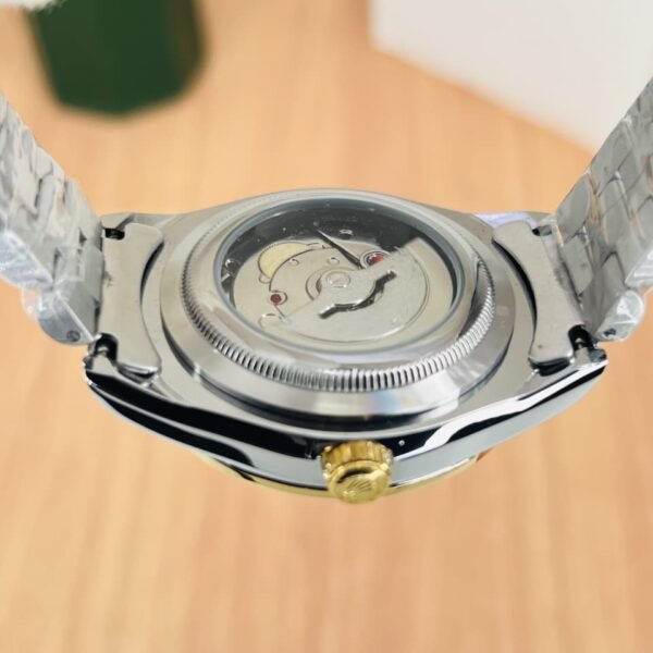 Luxury Men’s Two-Tone Wrist Watch with Black Dial and Date Display