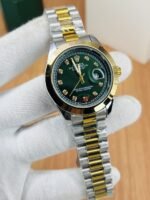 Luxury Men’s Two-Tone Wrist Watch with Black Dial and Date Display