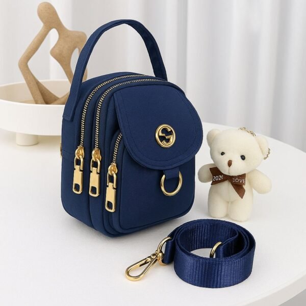 Stylish Women’s Mini Crossbody Bag with Multiple Zippers and Adjustable Strap
