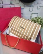 Striped Shoulder Bag With Gold Chain Detailing By Charles & Keith