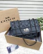 Coach Signature Chain Shoulder Bag with Embossed Logo