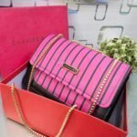 Striped Shoulder Bag With Gold Chain Detailing By Charles & Keith