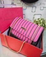 Striped Shoulder Bag With Gold Chain Detailing By Charles & Keith