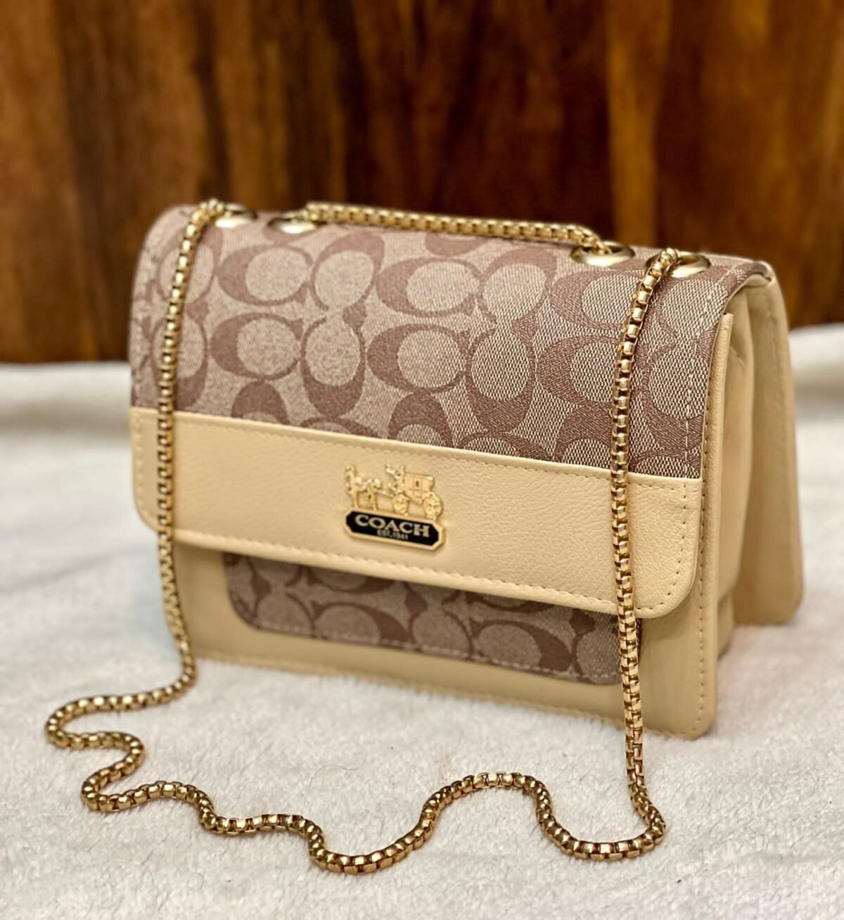 Coach Signature Chain Shoulder Bag with Embossed Logo