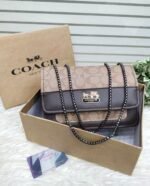Coach Signature Chain Shoulder Bag with Embossed Logo