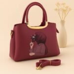 Trendy Handbag With Artistic Girl Print And Detachable Strap