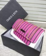 Striped Shoulder Bag With Gold Chain Detailing By Charles & Keith