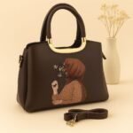 Trendy Handbag With Artistic Girl Print And Detachable Strap