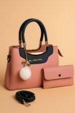 Elegant Jing & Pin Handbag Set with Decorative Keychain & Pouch