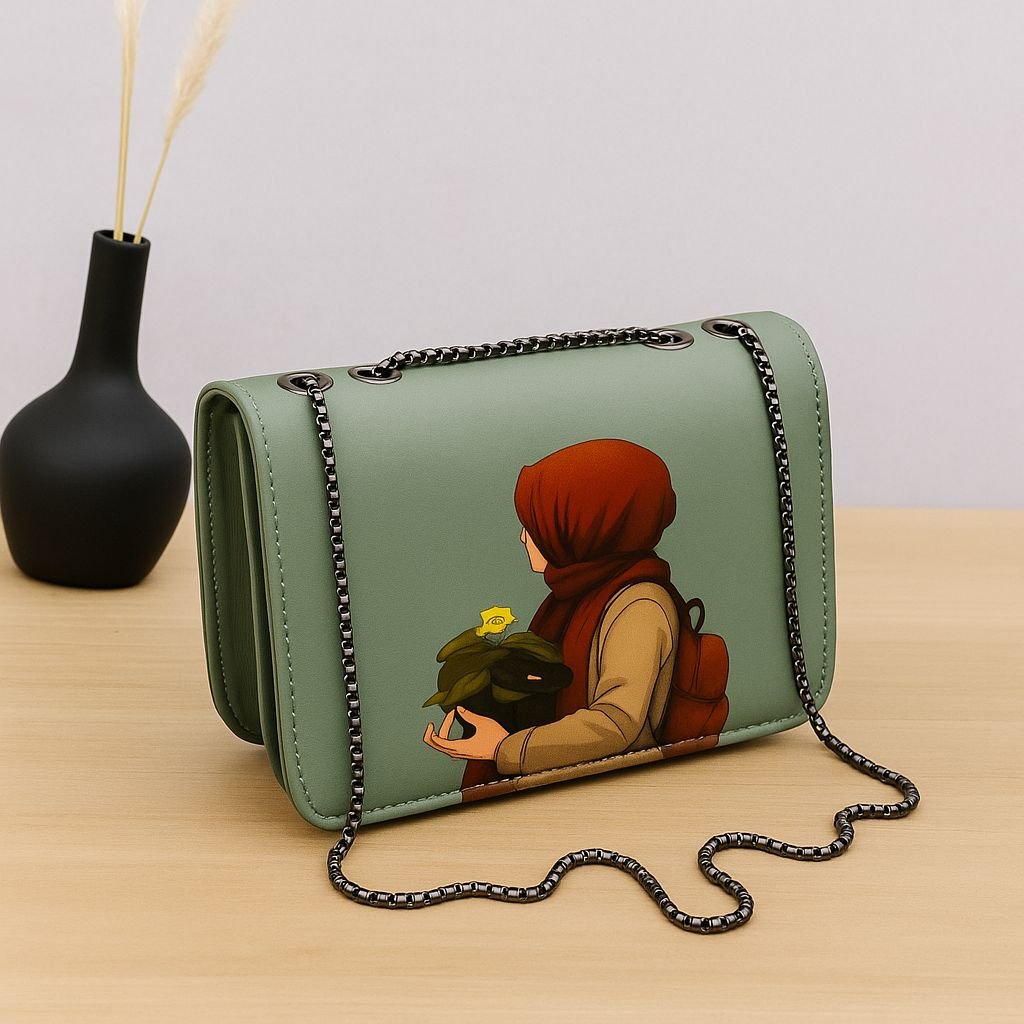 Elegant Artistic Shoulder Bag – Stylish Chain Strap with Modern Printed Design Elegant Artistic Shoulder Bag – Stylish Chain Strap with Modern Printed Design