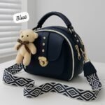 Premium Crossbody Bag with Gold Accents & Teddy Keychain