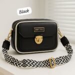 Trendy Designer Mini Crossbody Bag With Front Pocket & Gold Lock