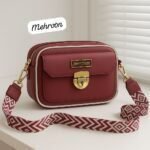 Trendy Designer Mini Crossbody Bag With Front Pocket & Gold Lock