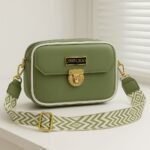 Trendy Designer Mini Crossbody Bag With Front Pocket & Gold Lock