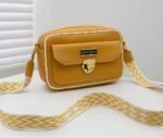 Trendy Designer Mini Crossbody Bag With Front Pocket & Gold Lock