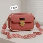Trendy Designer Mini Crossbody Bag With Front Pocket & Gold Lock