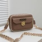Trendy Designer Mini Crossbody Bag With Front Pocket & Gold Lock