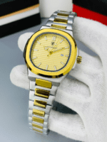 Dual Tone Executive Watch With Linear Dial And Date Display