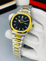 Dual Tone Executive Watch With Linear Dial And Date Display