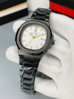 Dual Tone Executive Watch With Linear Dial And Date Display