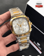 Executive Square Face Chronograph Watch With Triple Sub Dials