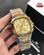 Executive Square Face Chronograph Watch With Triple Sub Dials