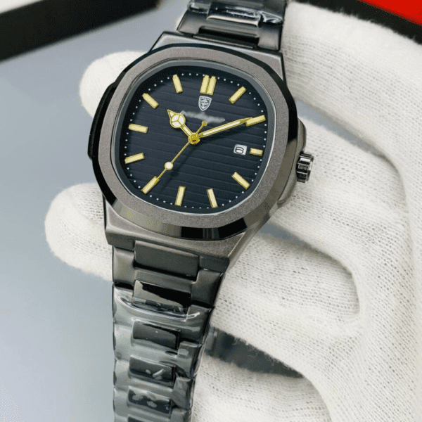 Dual Tone Executive Watch With Linear Dial And Date Display