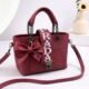 Bow Accent Embroidered Handbag With Chain Strap