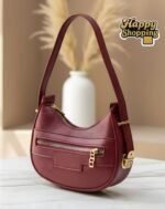 Crescent Textured Hobo Bag With Multi Zip Accents