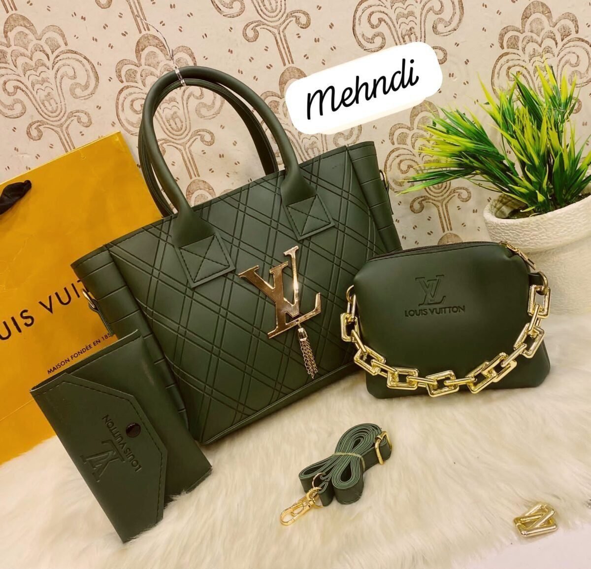 Diamond Quilt Sophistication 3-Piece Luxury Handbag