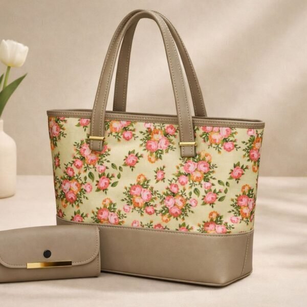 Vintage Bloom Tote & Matching Accessory Clutch Set