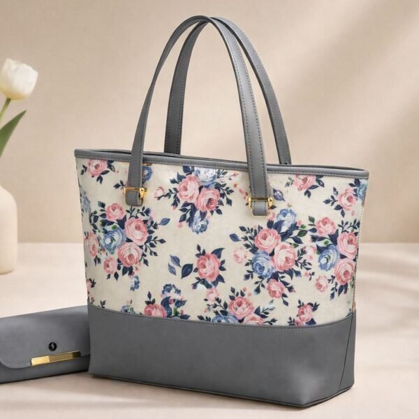 Vintage Bloom Tote & Matching Accessory Clutch Set