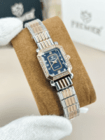 Crystal Encrusted Octagonal Bracelet Watch With Shimmering Dial